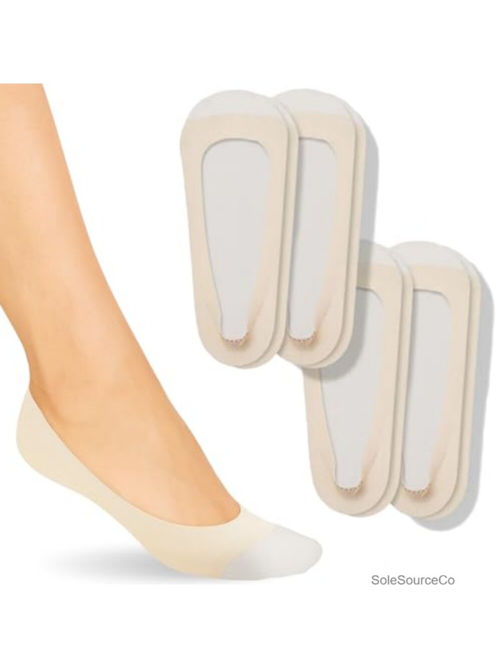 No Show Socks 4 Pairs Low Cut No Slip Silicone Grip Cotton Blend Liner